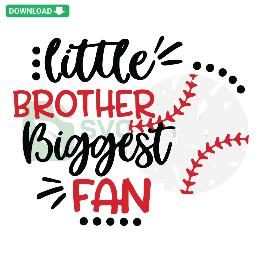 Grunge baseball design with Little Brother Biggest Fan text in SVG, PNG, DXF, EPS formats; perfect for sports-themed crafts.