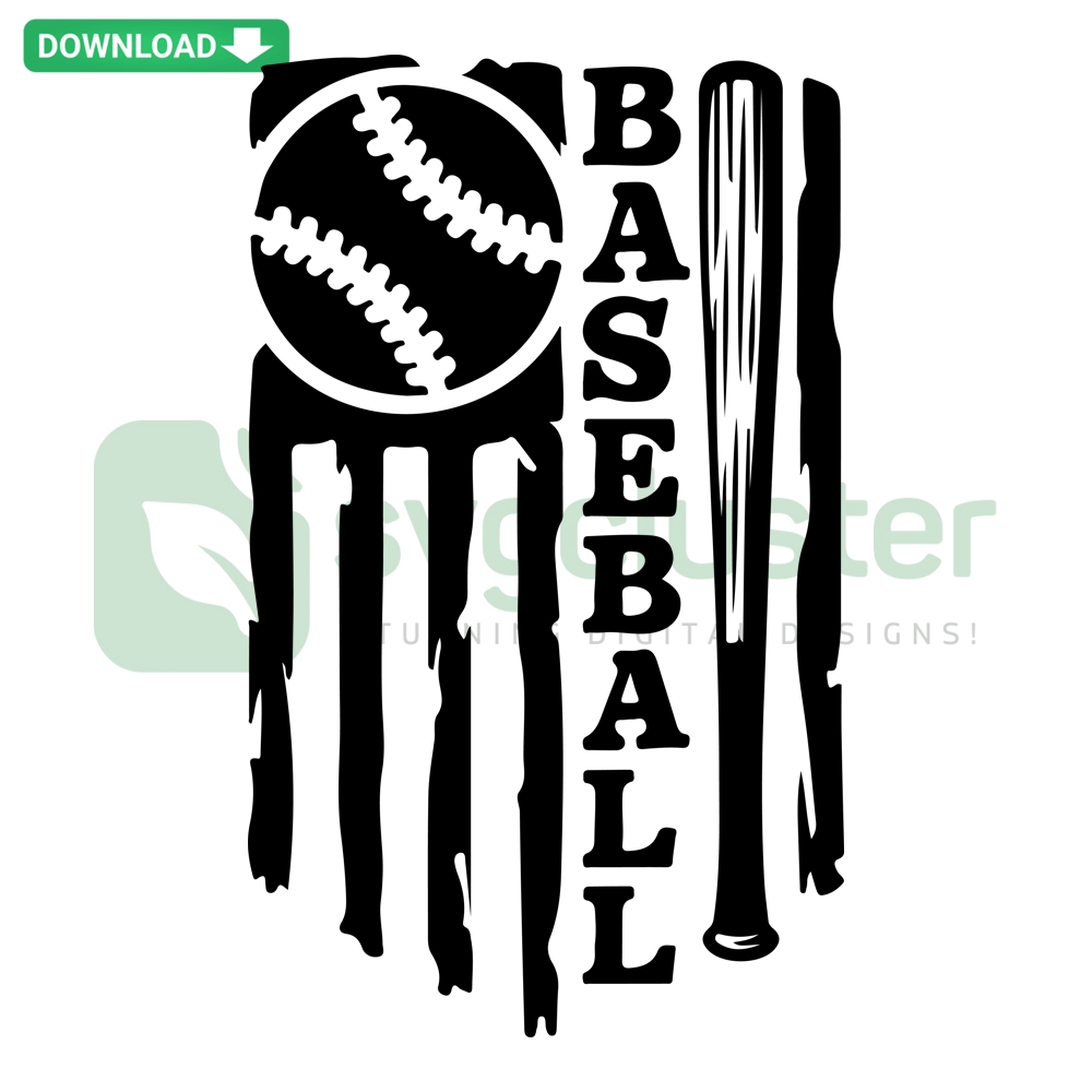 Distressed USA flag design, merging baseball elements in SVG, PNG, DXF, EPS formats. Patriotic digital art for sports lovers.
