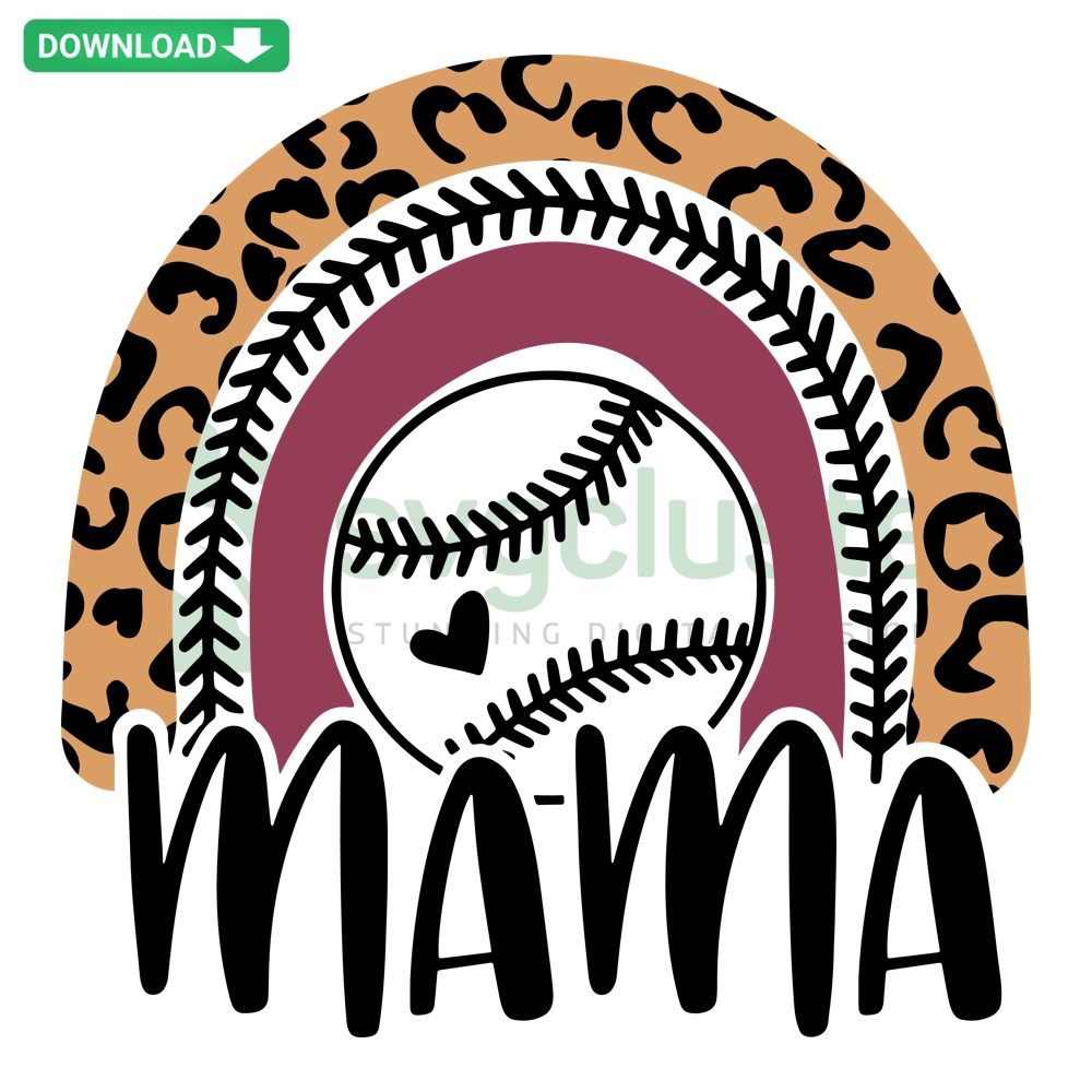 Baseball Mama Leopard Rainbow Graphic for Sports Mom, Mother's Day SVG PNG DXF EPS, Cricut Craft Design