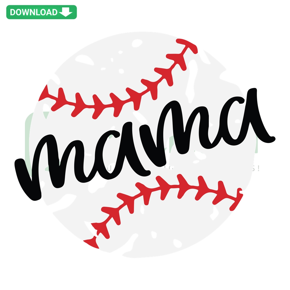 Baseball Mama digital art featuring stylish text with baseball elements background; perfect for sports moms, SVG PNG DXF EPS format.