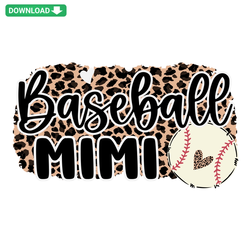 Leopard Pattern Baseball Mimi SVG | Digital Art for Sports Family | PNG/DXF/EPS Files | Trendy Sports Design