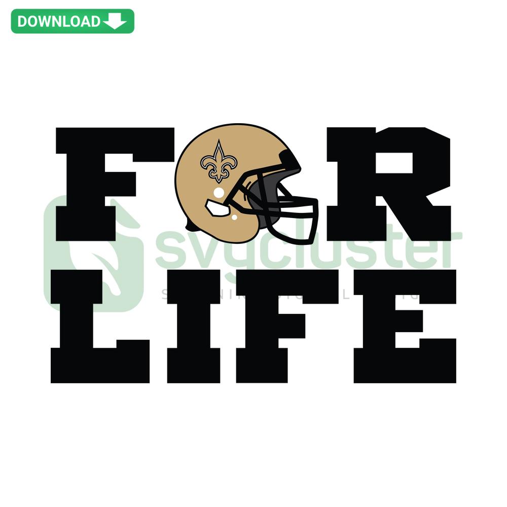 New Orleans Saints Life SVG Cricut, wall art design featuring Saints logo, black & gold theme, perfect for crafting projects.