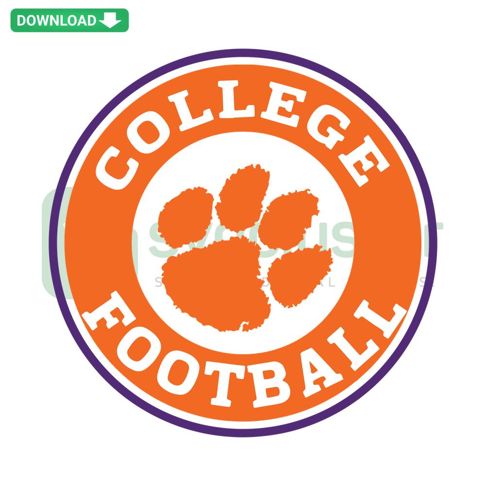 Clemson Tigers Football Logo SVG, vibrant orange paw print design, perfect for crafting, digital download, SVG format.