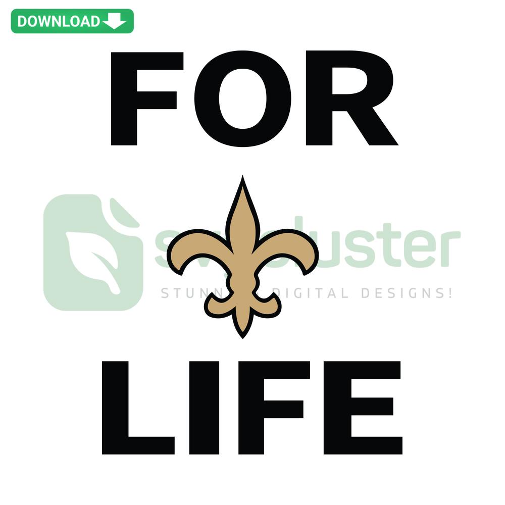 New Orleans Saints Life SVG Design, Compatible with Cricut. Bold Saints Logo with Football and Fleur-de-lis Elements.