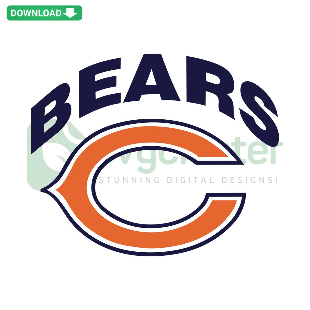 Bears Football Team Logo SVG Cricut Digital Download, featuring a bold bear head and football elements for SVG card templates.