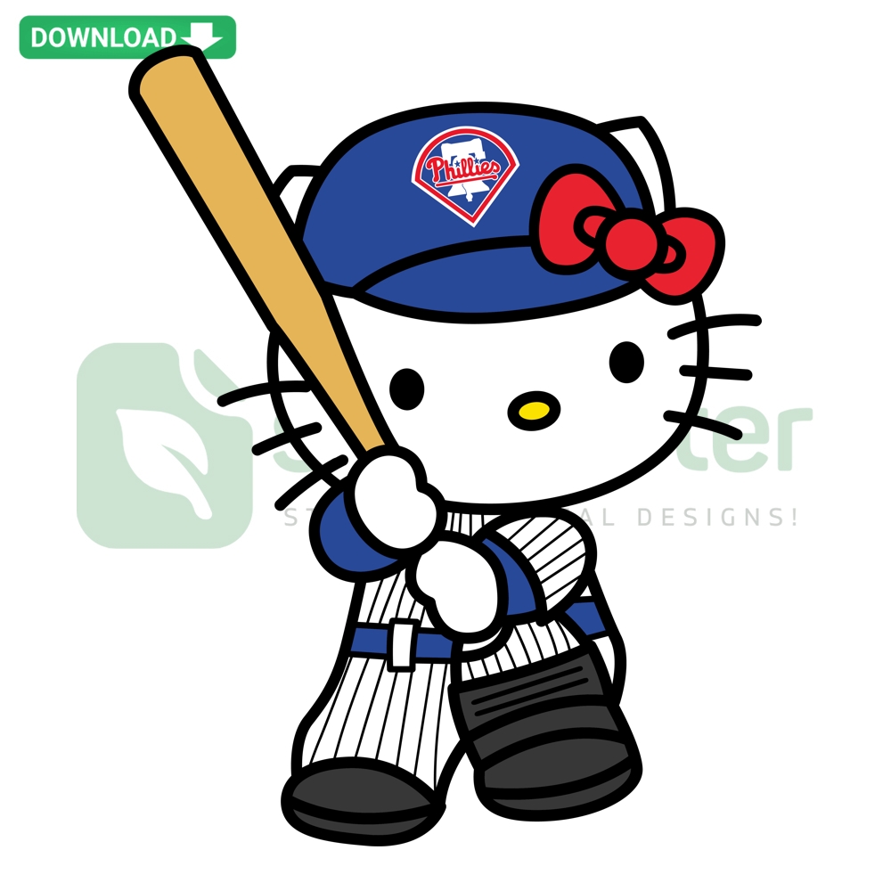 Hello Kitty Philadelphia Phillies Design: Cute Kitty in Phillies Gear, SVG PNG DXF EPS, Adorable Baseball Graphic