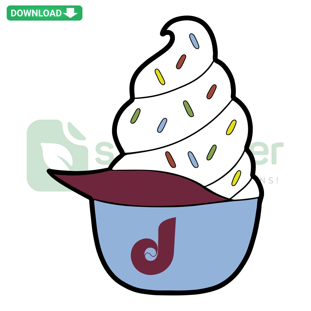 Philadelphia Phillies SVG, Baseball Ice Cream Helmet Design, Team Logo, Red and White Colors, Sports Memorabilia, Digital Art