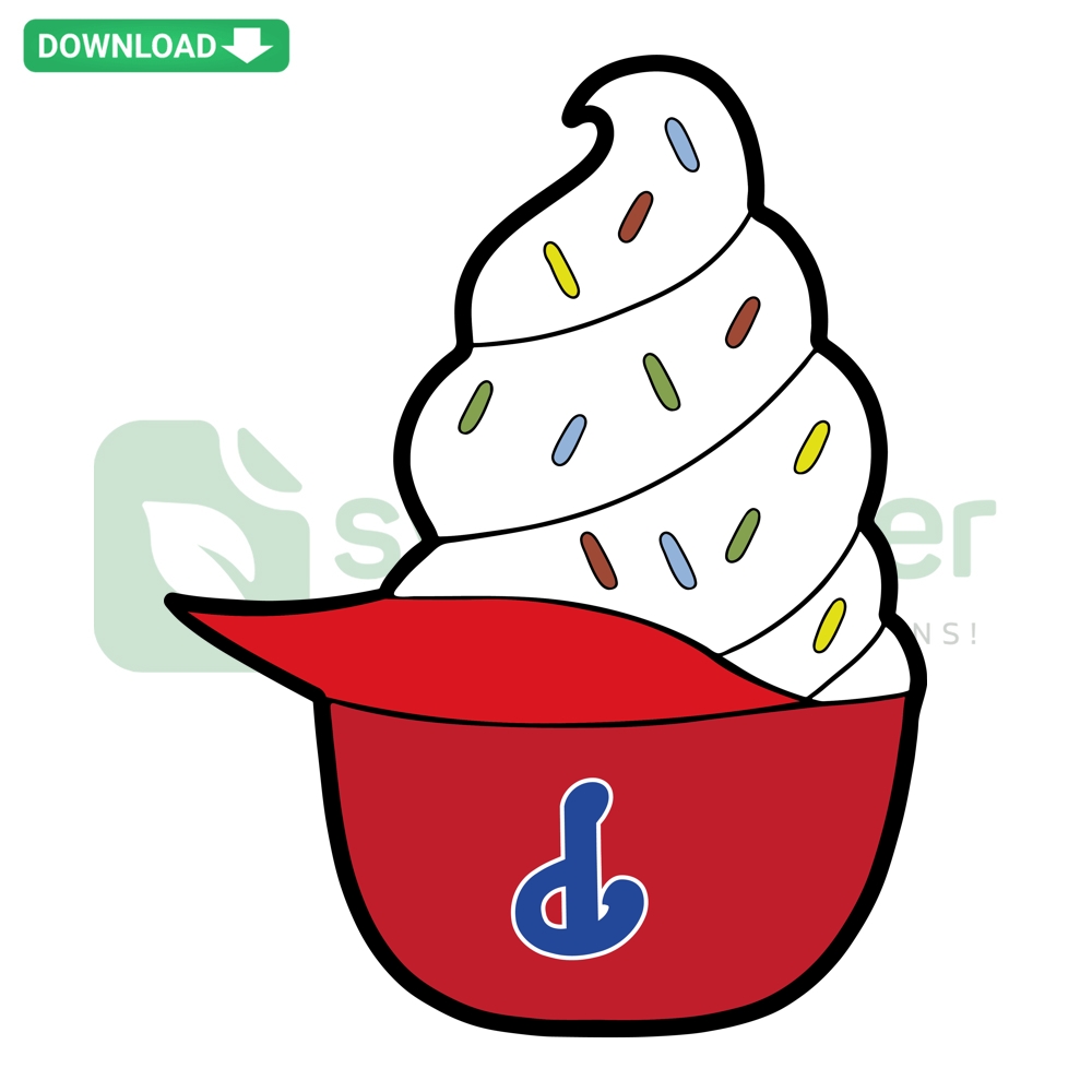 Philadelphia Phillies Ice Cream Helmet SVG Design - Sporty digital file featuring Phillies logo on classic helmet bowl.