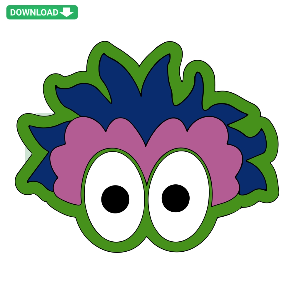 Phillie Phanatic Eyes SVG - Philadelphia Phillies Mascot Face Art, Green Furry Character Design.