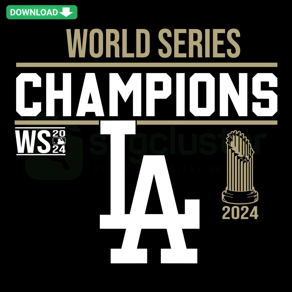 World Series Champions 2024 LA Dodgers SVG, featuring vibrant baseball graphics and bold championship text for fan merchandise.