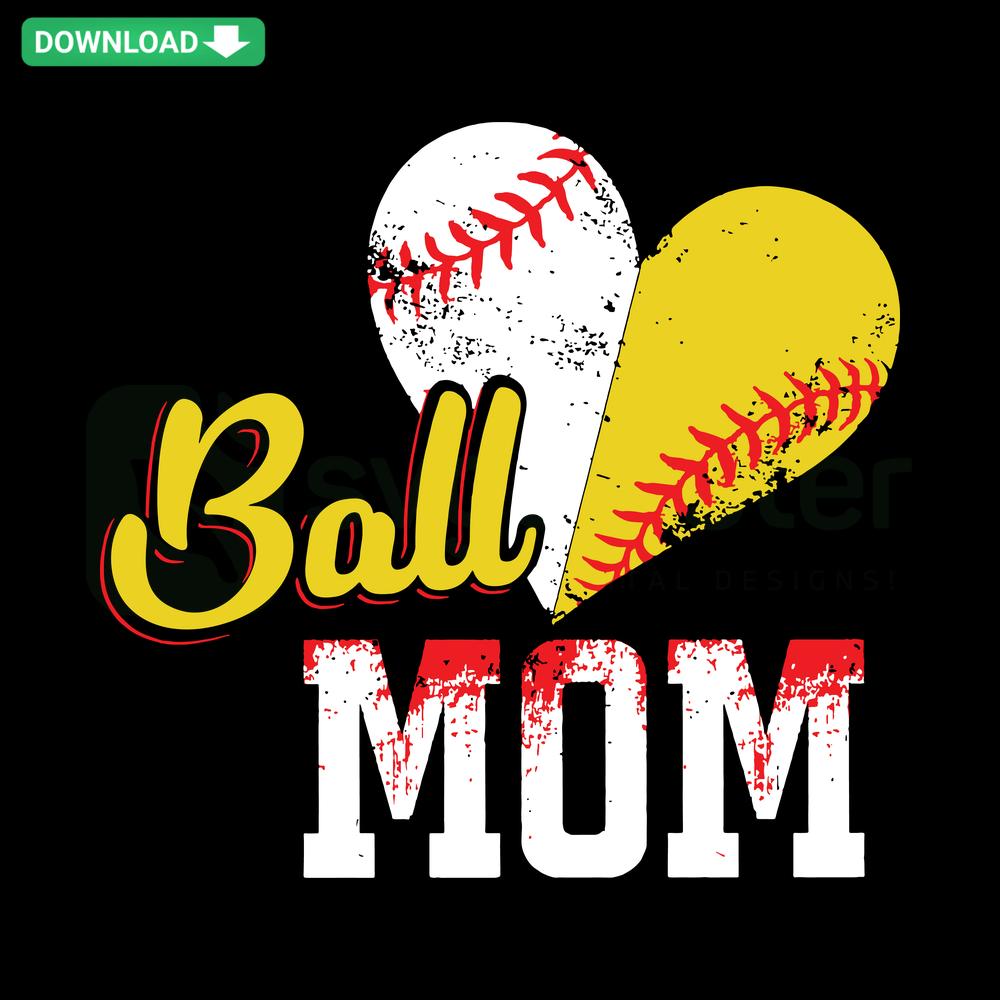 Ball Mom Heart SVG custom t-shirt mockup for sport moms