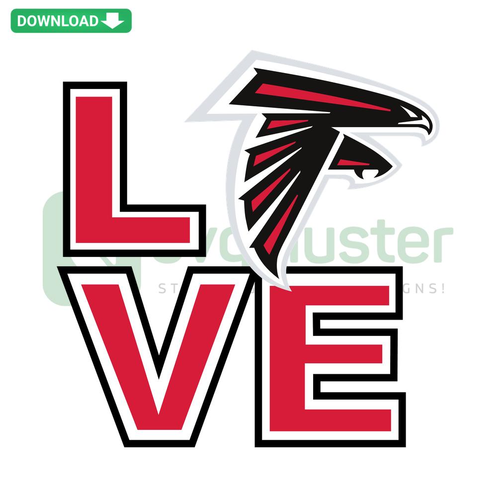 Atlanta Falcons love-themed SVG pattern for Cricut; digital download for DIY crafts, football fan designs, vector art file.